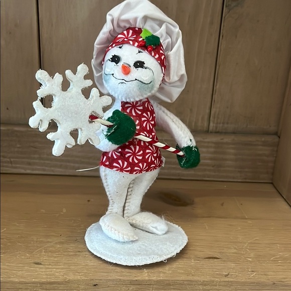 Annalee Peppermint Chef Snowman Holiday Christmas 2015 Snowflake Hat Apron - Picture 1 of 9